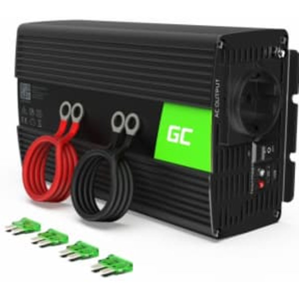 Strāvas pārveidotājs Green Cell Power Inverter Converter 24V to 230V 1000W/2000W Pure sine Sort