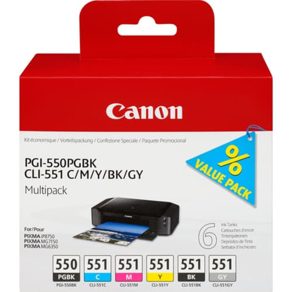 Canon CLI-551 6pcs Multi pack C/M/Y/BK/GY/PGBK