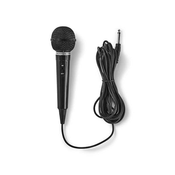 NEDIS kabelový mikrofon/ Kardioid/ pevný kabel 5m/ 80 Hz - 12 kHz/ 600 Ohm/ -75 dB/ jack 6.35 mm/ vypínač/ ABS/ černý