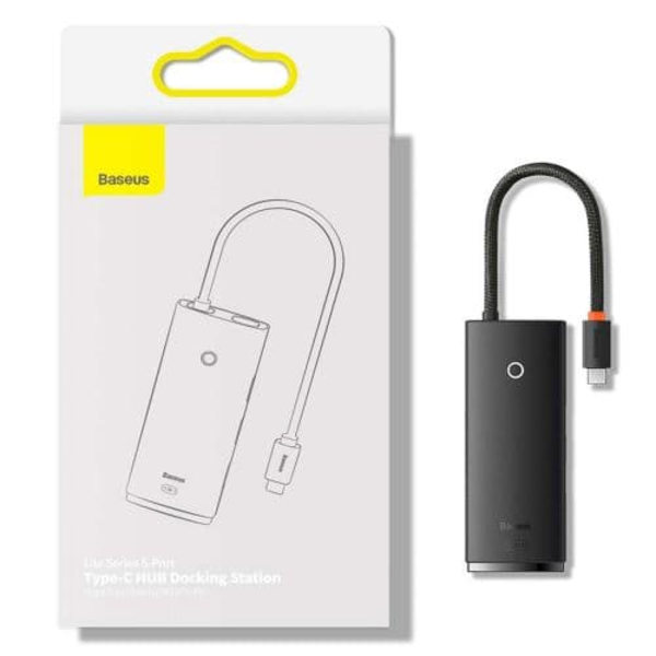 Baseus Lite Series Hub 5w1 USB-C to 3x USB 3.0 + USB-C + HDMI (black)