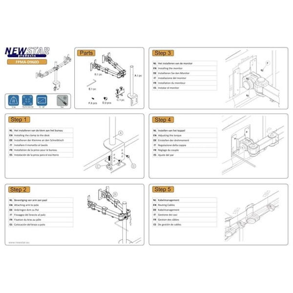 Neomounts FPMA-D960D Monitor arm 10-27"