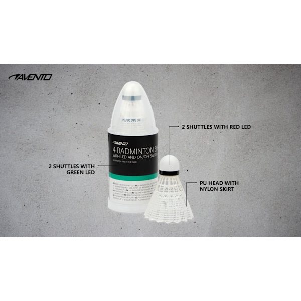 Badminton shuttles in tube AVENTO 46SG LED 4 pcs