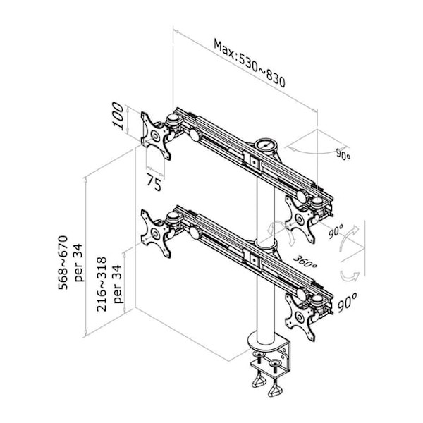Neomounts FPMA-D700D4 Monitor arm 19-30"