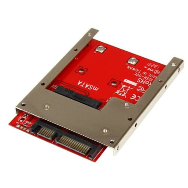 StarTech.com mSATA SSD to 2.5in SATA Adapter Converter - mSATA to SATA Adapter for 2.5in bay with Open Frame Bracket and 7mm Drive Height (SAT32MSAT25 Sort, Rød, Sølv