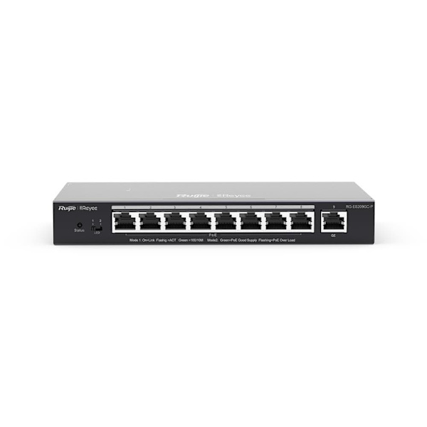 Ruijie Networks RG-ES209GC-P network switch Managed Gigabit Ethernet (10/100/1000) Power over Ethernet (PoE) Black Sort
