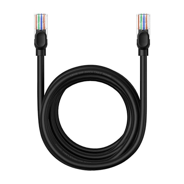 PATCH CORD UTP Baseus Cat5, fire din cupru, round cable, viteza maxima 1 Gbps, PVC, 5m, negru "B00133206111-05" (timbru verde 0.08 lei) - 693217263701