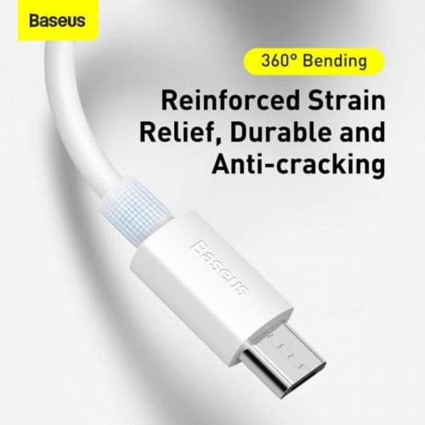 Baseus Simple Wisdom Data Cable Kit USB to Micro 2.1A (2PCS/Set) 1.5m White
