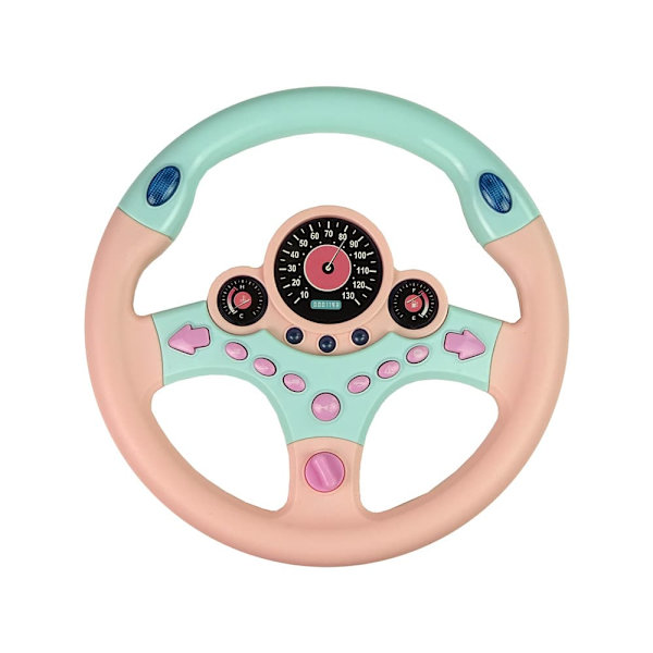 Interactive Pink Steering Wheel Driving Simulator Sounds Lights