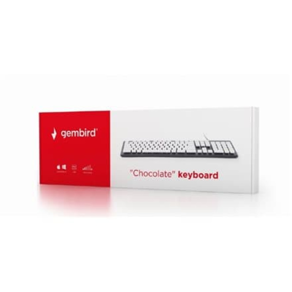 Gembird Chocolate Keyboard USB US Black, White keys