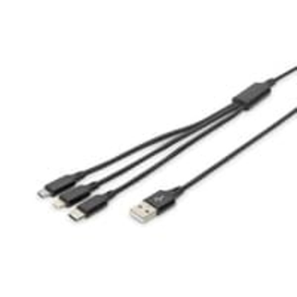 DIGITUS Lightning cable - USB/Micro-USB Type B/Lightning/USB-C - 1 m