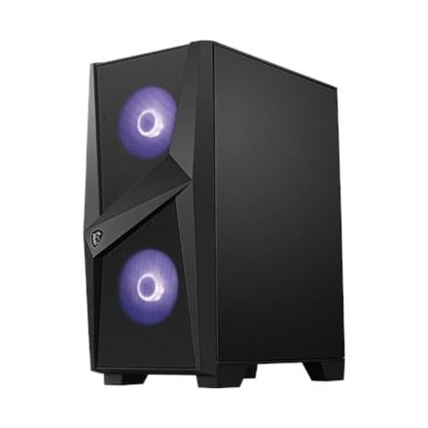MSI MAG FORGE 100M Mid Tower Gaming Computer Case 'Black, 2x 120mm ARGB PWM Fan, 1x 120mm Fan, 1-6 ARGB Hub, Mystic Light Sync, Tempered Glass Panel,