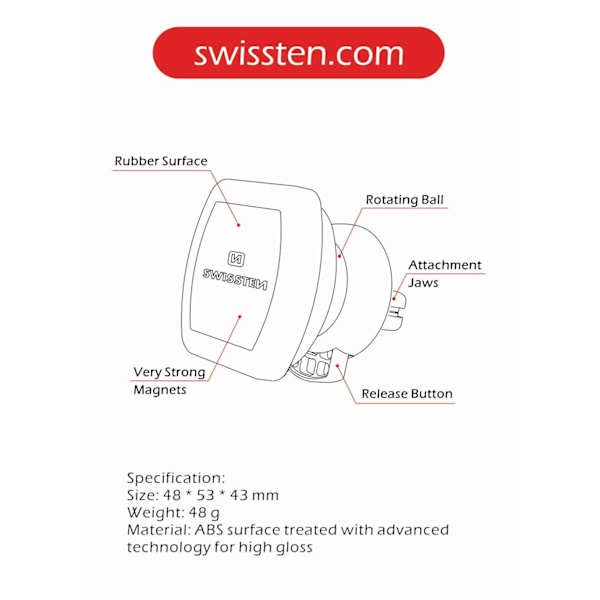 Swissten Magnetický Držák Do Ventilace Auta S-Grip Av-M3