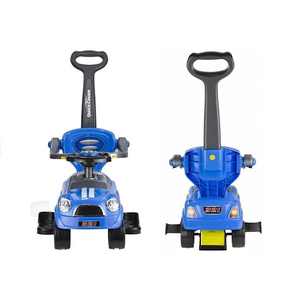 Coupe Car Manual Ride On with Parent Handle - Blue