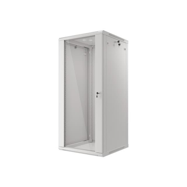Lanberg wall-mounted installation rack cabinet 19'' 27U 600x600mm gray (glass door)