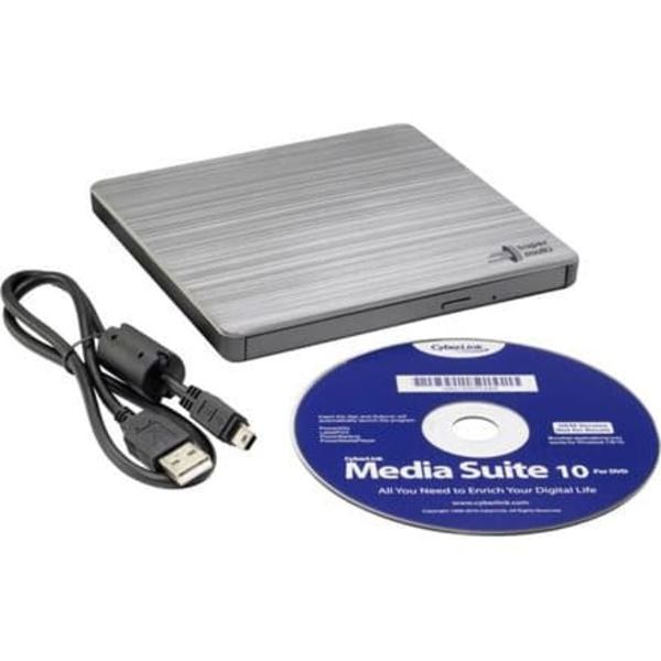 H.L Data Storage | Ultra Slim Portable DVD-Writer | GP60NS60 | Interface USB 2.0 | DVD±R/RW | CD read speed 24 x | CD write speed 24 x | Silver | Desk