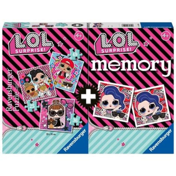 RAVENSBURGER 3 puzzles and memory game LOL, 20549