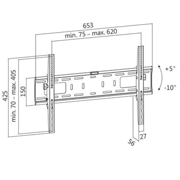 Logilink BP0018 TV Wall mount, 37"-70", tilt+5°-10°, 56mm | Logilink