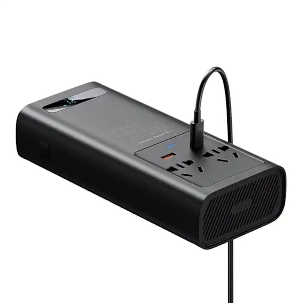 Baseus Car Power Inverter 150W 12V / 500W 220V (C+U + Dual EU plug) Black (CGNB000101)