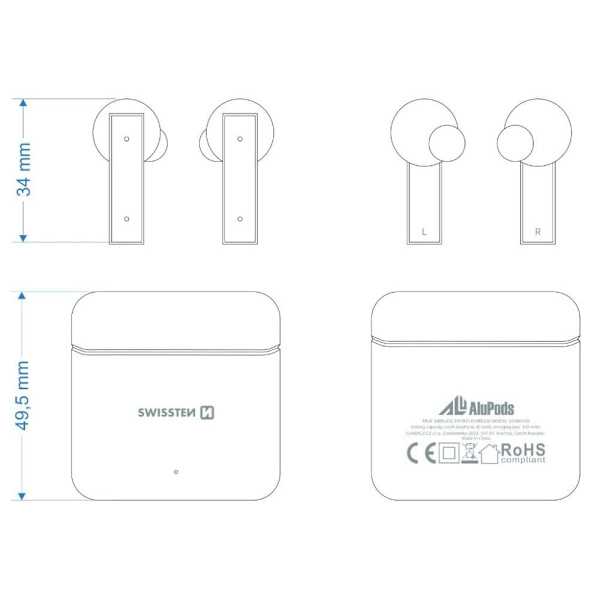 Swissten bluetooth tws sluchátka alupods pro