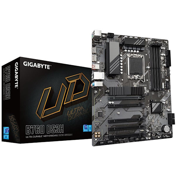 Gigabyte | B760 DS3H 1.0 M/B | Processor family Intel | Processor socket  LGA1700 | DDR5 DIMM | Memory slots 4 | Supported hard disk drive interfaces