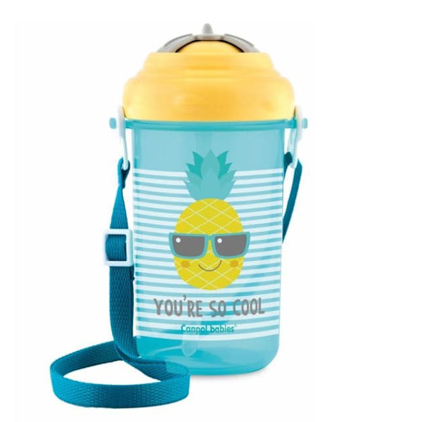 CANPOL BABIES cup with flip-top silicone straw So Cool!, 400 ml, 4/102_yel
