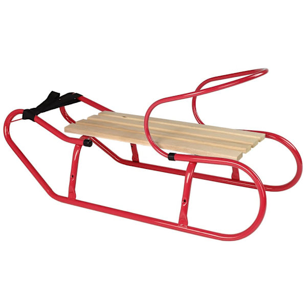 Metal Sled with Backrest Strap Red