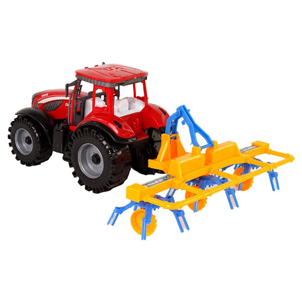 Red Tractor with Rake Friction Drive