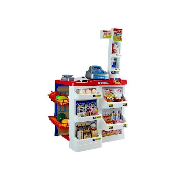 Toy Market with a Trolley Cash Register Scanner Grocery Shopping