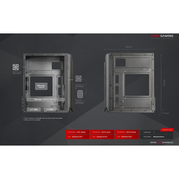 Mars Gaming MC-S1 PC Case mATX / ARGB / Window