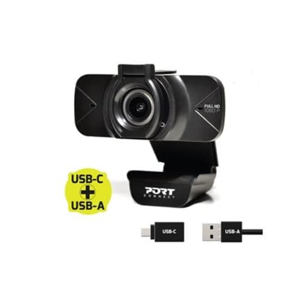 PORT Designs Full HD Webcam (USB-C & USB-A) Sort