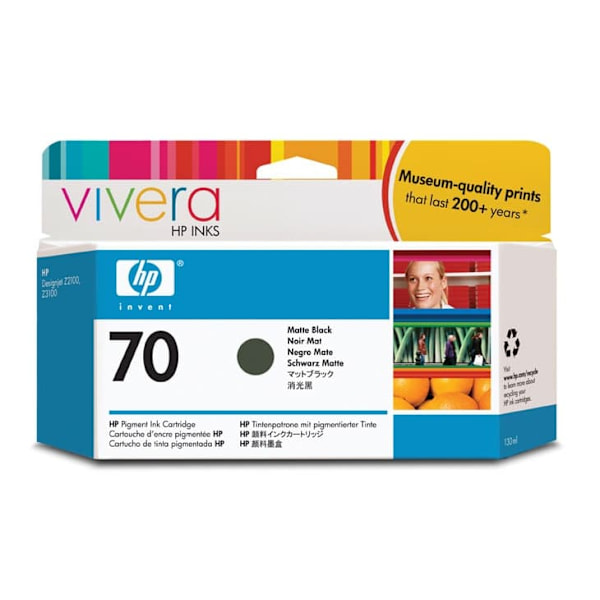 HP 70 original Ink cartridge C9448A matte black standard capacity 130ml 1-pack with Vivera Ink cartridge