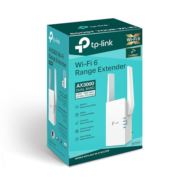 TP-Link RE705X mesh wi-fi system Dual-band (2.4 GHz / 5 GHz) Wi-Fi 6 (802.11ax) White 1 External