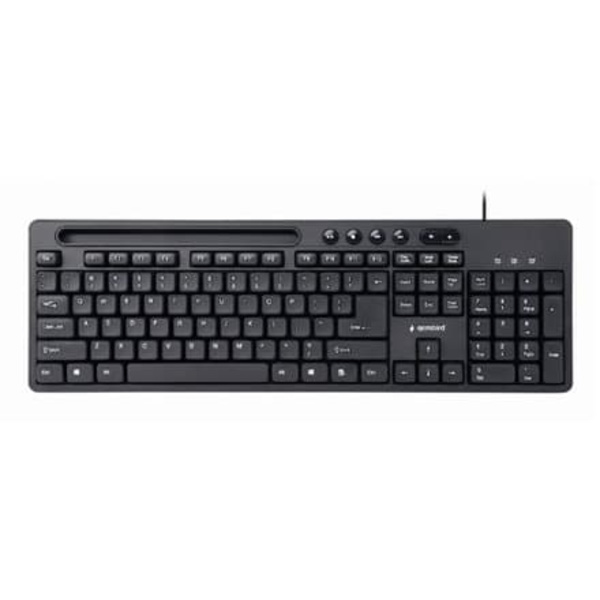 Gembird Multimedia Keyboard with Phone Stand Black