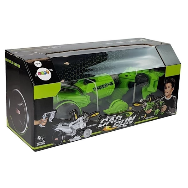 Gun Launcher Car 2 in 1 Remotely Operated Foam Discs Green