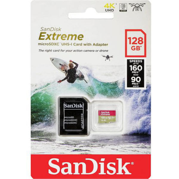 SanDisk Extreme 128 GB MicroSDXC UHS-I Class 10 + adapter