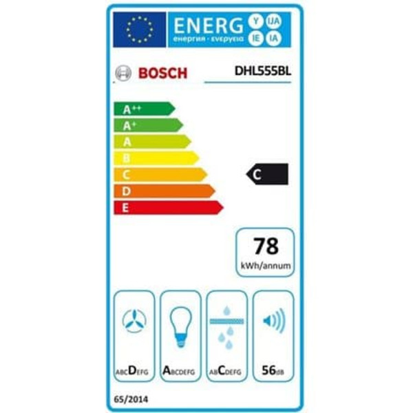Bosch Serie 4 DHL555BL cooker hood Built-in Silver C 590 m³/h