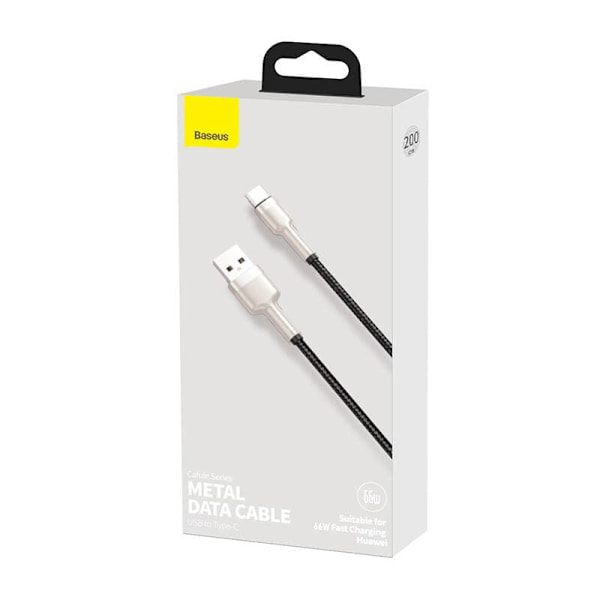 CABLU alimentare si date Baseus Cafule Metal, Fast Charging Data Cable pt. smartphone, USB la USB Type-C 66W, 2m, negru "CAKF000201" (timbru verde 0.1