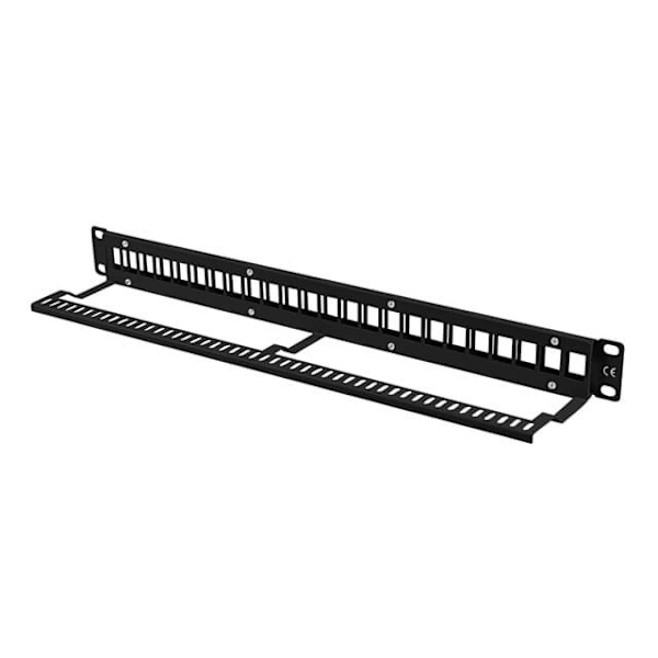 Patch panel pusty 24 porty 1U 19 cali czarny do modułów keystone
