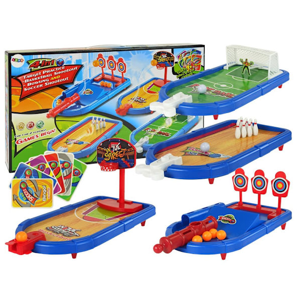 Set of 4-in-1 Arcade Games Basketball Football Shield Bowling Dart