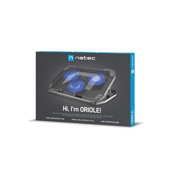 Natec | Laptop Cooling Pad | ORIOLE | Black | 270 x 400 x 25 mm | 740 g