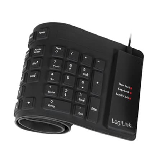 Logilink | Flexible waterproof Keyboard USB + PS/2 | ID0019A | Flexible keyboard | Wired | DE | Black Sort