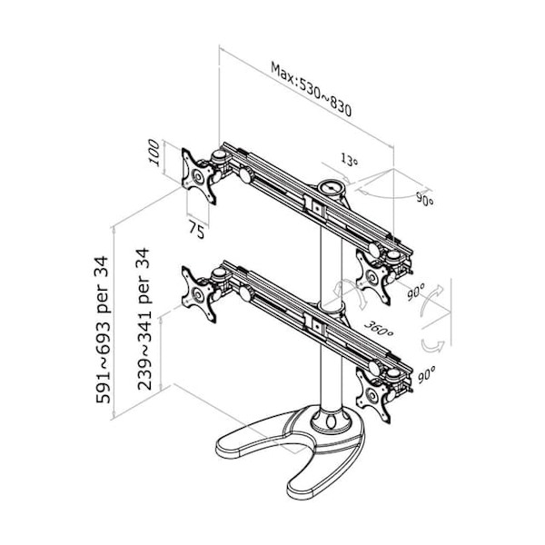 Suport cvadruplu mon. birou NM 19"-30" "FPMA-D700DD4"