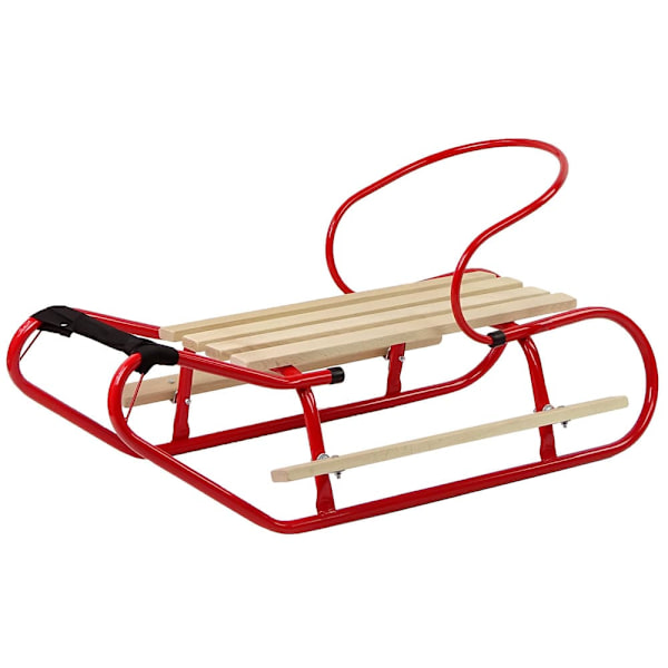 Metal Sled with Backrest Strap Red