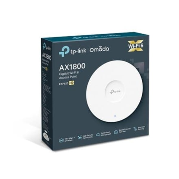 Access Point|TP-LINK|Omada|1800 Mbps|IEEE 802.11a|IEEE 802.11g|IEEE 802.11n|IEEE 802.11ac|IEEE 802.11ax|1x10/100/1000M|EAP620HD Hvid