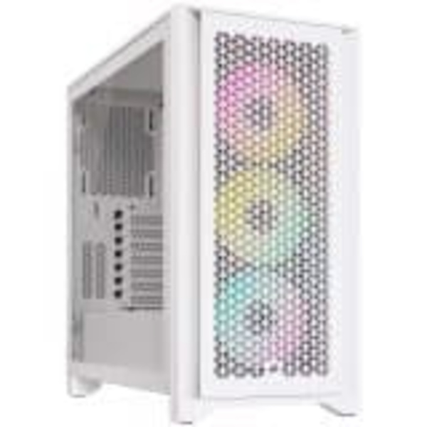 CARCASA Corsair iCUE 4000D RGB AIRFLOW Mid-Tower Case, True White - 3x AF120 RGB ELITE White Fans - iCUE Lighting Node PRO Controller - High-airflow D