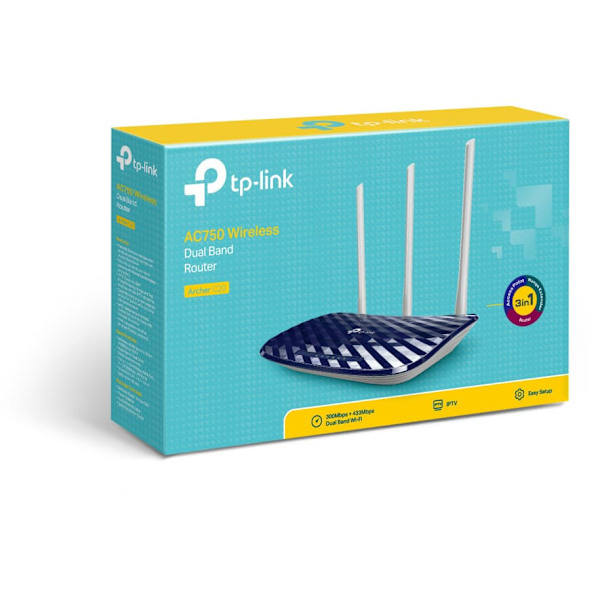 TP-Link Archer C20 AC750 V4.0 wireless router Fast Ethernet Dual-band (2.4 GHz / 5 GHz) Navy