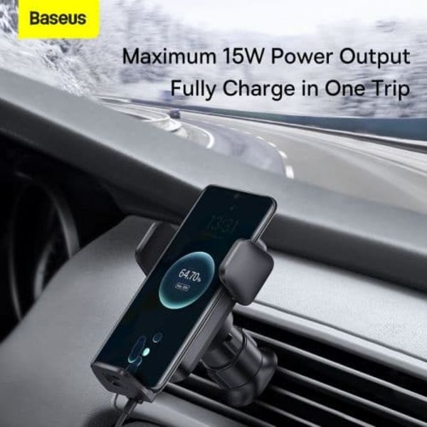 Telefona turētājs Baseus Wisdom Car Mount Wireless Charger 15W