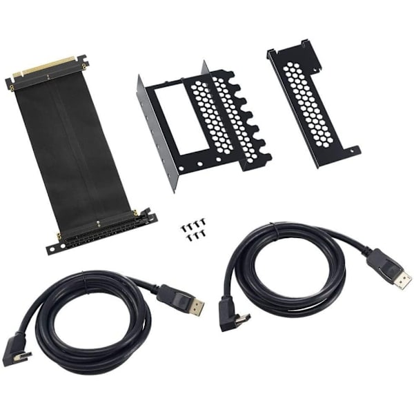 CableMod Vertical Graphics Card Holder with PCIe x16 Riser Cable, 2x DisplayPort - Black