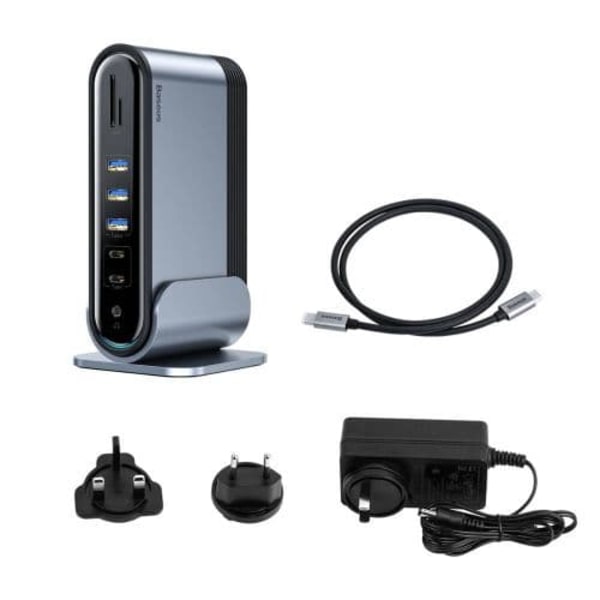 Baseus HUB Working Station Three-Screen Multifunction Type-C Adapter (CN+EU+UK) Dark Gray CAHUB-DG0G