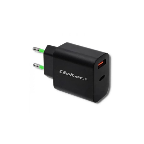 Ładowarka sieciowa | 18W | 5-12V | 1.5-3A | USB typ C PD |       USB QC 3.0 | Czarna Sort